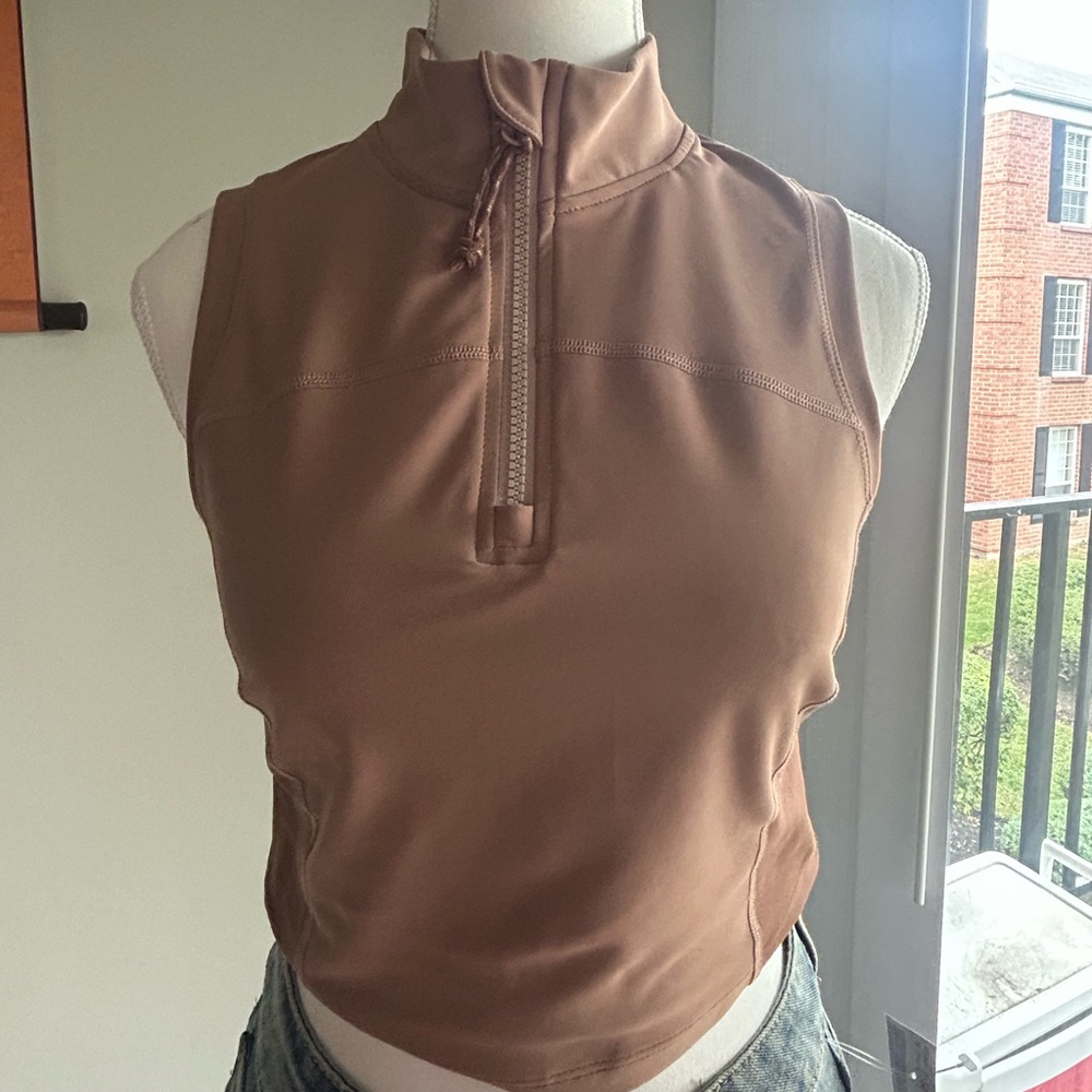 Old Navy Tan Sleeveless Zip-Up Tank Top